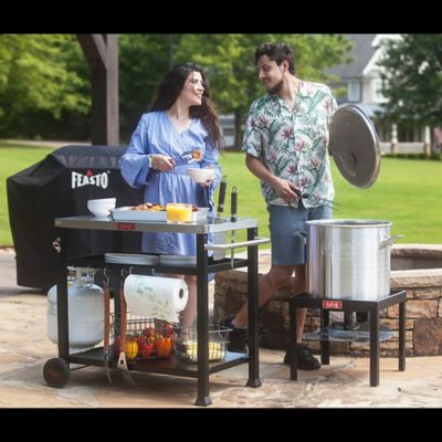 Image showing  3-Shelf Outdoor Grill Table, Outdoor Pizza Oven Table, Movable Grill Cart with Wheels, Indoor & Outdoor Cooking Station