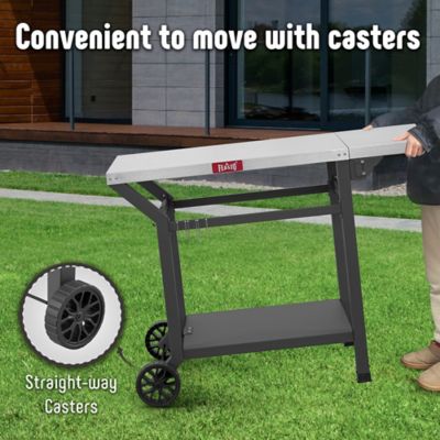 Image showing  Outdoor Movable Stainless Steel Tabletop Grill Cart with Storage Shelf & Foldable Side Table, 6 Extra Hooks