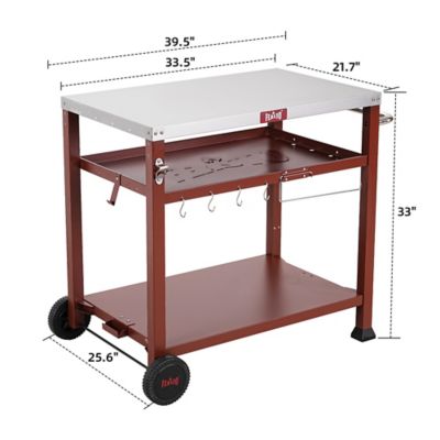 Image showing  3-Shelf Outdoor Grill Table, Grill Cart Pizza Oven Table for Outside, Movable Prep Cart, Indoor & Outdoor Cooking Station