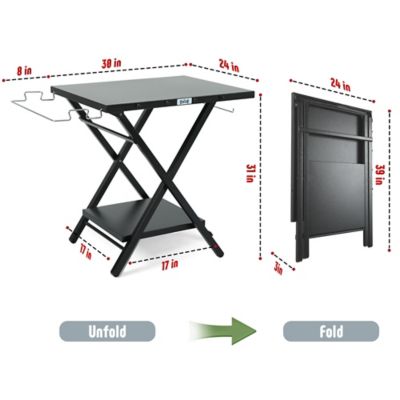 Image showing  Outdoor Indoor Foldable Outdoor Grill Stand Table with Extra Storage Bottom Shelf & Tissue Holder, Easy Set-up, Black