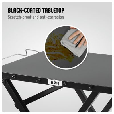 Image showing  Outdoor Indoor Foldable Outdoor Grill Stand Table with Extra Storage Bottom Shelf & Tissue Holder, Easy Set-up, Black