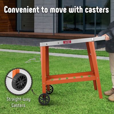 Image showing  Movable Versatile Stainless Steel Tabletop Cart with Foldable Side Table for Outdoor BBQ Cooking,orange