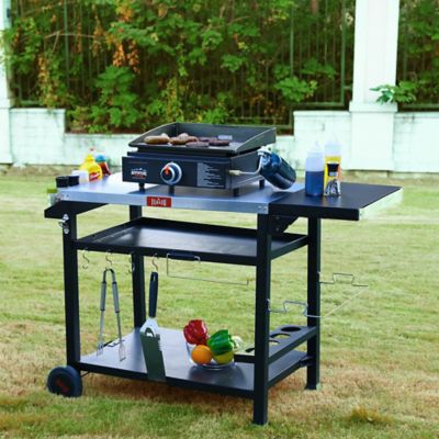 Image showing  Grill Table Cart, Outdoor/Indoor Pizza Oven Table Stand, 40 in. x 26 in. Stainless Steel Tabletop Dining BBQ Grill Table