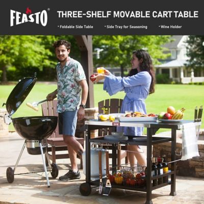Image showing  Grill Table Cart, Outdoor/Indoor Pizza Oven Table Stand, 40 in. x 26 in. Stainless Steel Tabletop Dining BBQ Grill Table