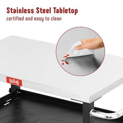 Image showing 5 th Feasto 3-Shelf Grill Table, Pizza Oven Stand & Adjustable Shelf, Movable Pizza Oven Table Grill Cart, Stainless Steel Tabletop