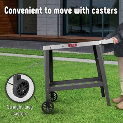 Image showing  Movable Versatile Stainless Steel Tabletop Cart with Foldable Side Table for Outdoor BBQ Cooking