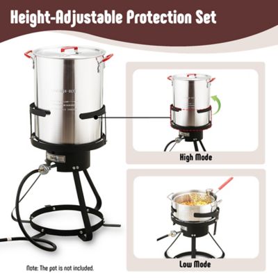 Image showing  10 qt Aluminum Outdoor Propane Gas Fish Fryer Kit with Strainer Basket, 50,000 BTU Burner, Adjustable 0-5 PSI Regulator