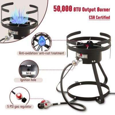 Image showing  10 qt Aluminum Outdoor Propane Gas Fish Fryer Kit with Strainer Basket, 50,000 BTU Burner, Adjustable 0-5 PSI Regulator