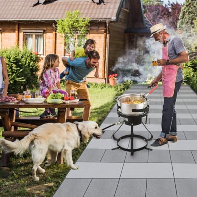 Image showing 7 th Feasto 10 qt Aluminum Outdoor Propane Gas Fish Fryer Kit with Strainer Basket, 50,000 BTU Burner, Adjustable 0-5 PSI Regulator