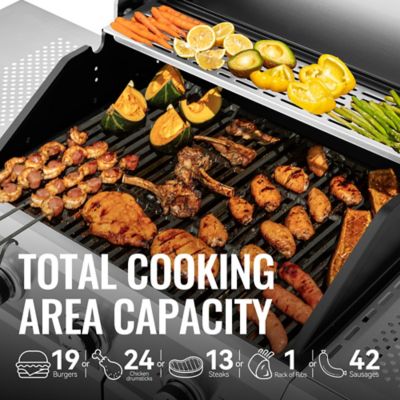 Image showing  Premium 3-Burner Stainless Steel Gas Grill with Side Burner, 30,000 BTU Cabinet Style Propane Grill