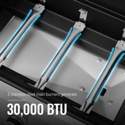 Image showing  Premium 3-Burner Stainless Steel Gas Grill with Side Burner, 30,000 BTU Cabinet Style Propane Grill