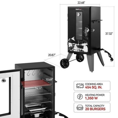 Image showing  Analog Electric Smoker With 3 Chrome-Plated Smoking Racks, Clear Viewing Window, 1350 W Output