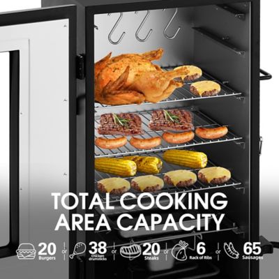 Image showing 8 th Royal Gourmet Analog Electric Smoker With 3 Chrome-Plated Smoking Racks, Clear Viewing Window, 1350 W Output