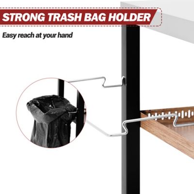 Image showing 5 th Royal Gourmet Movable Dining Cart With Storage Cabinet, Side Shelf Tool Hooks & Inner Shelves