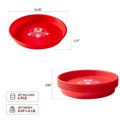 Image showing  Plastic Crawfish Plates, Set of 6, Heavy Duty Plastic Plates