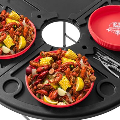 Image showing 6 th Creole Feast Plastic Crawfish Plates, Set of 6, Heavy Duty Plastic Plates