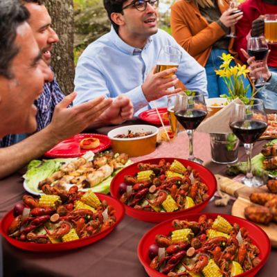 Image showing 8 th Creole Feast Plastic Crawfish Plates, Set of 6, Heavy Duty Plastic Plates