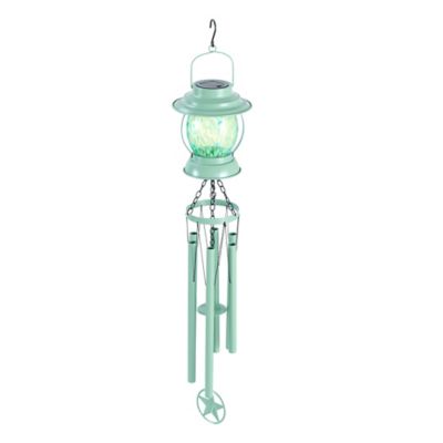 Image showing  40 in. Solar Colored Glass Wind Chime, Mint