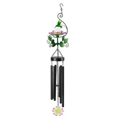Red Shed 40 in. Solar Metal Flower Wind Chime, Green