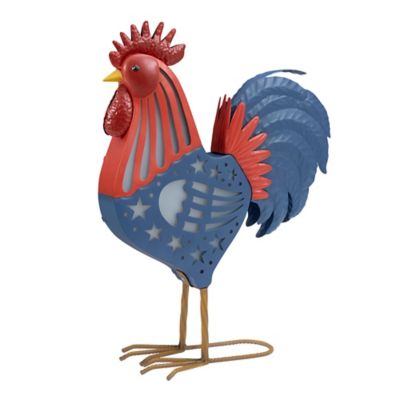 Image showing  Outdoor Solar Rooster Decor, 18.5 in., Red/Blue