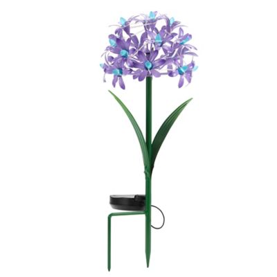Red Shed 18 in. Solar Flower Garden Stake, Purple