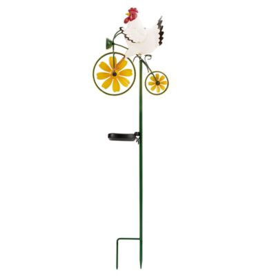 Red Shed 33 in. Solar Rooster with Bike Garden Stake