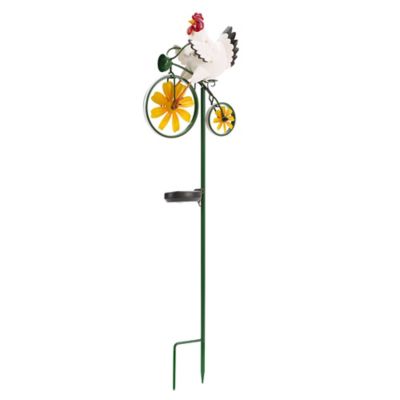 Image showing  33 in. Solar Rooster with Bike Garden Stake