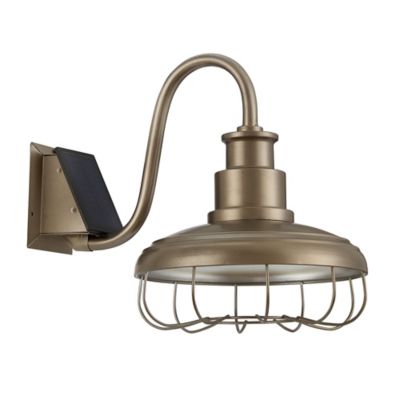 Red Shed 15 in. Solar Barn Lamp with Cage, Bronze