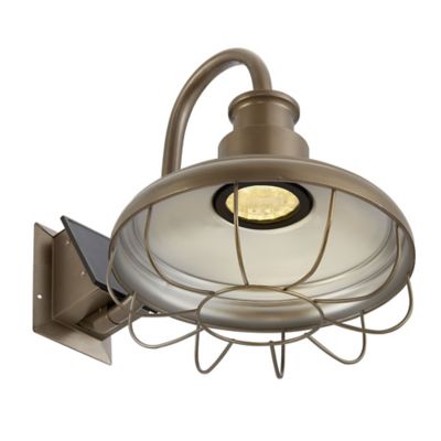 Image showing  15 in. Solar Barn Lamp with Cage, Bronze