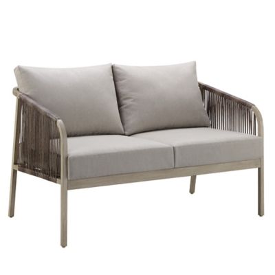 Image showing  47 in. Hanford 2-Seater Wicker Loveseat Sofa with Cushions