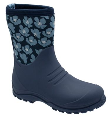 Image showing 0 th Blue Mountain Women's Floral Print Mid Waterproof Rubber Boots, Blue