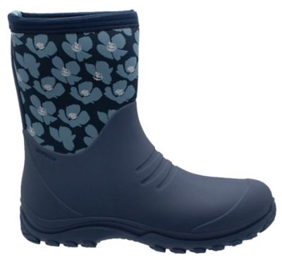 Image showing 1 th Blue Mountain Women's Floral Print Mid Waterproof Rubber Boots, Blue