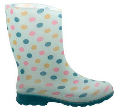 Image showing  Women's Polka Dot Print Tall Waterproof Rain Boots, Green