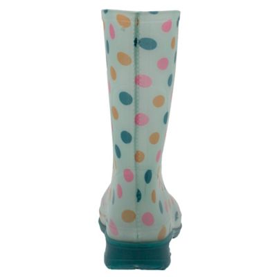 Image showing  Women's Polka Dot Print Tall Waterproof Rain Boots, Green