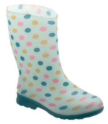 Image showing 0 th Blue Mountain Women's Polka Dot Print Tall Waterproof Rain Boots, Green
