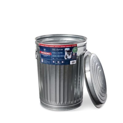 Galvanized Steel Utility Trash Can, Outdoor Metal Garbage Can