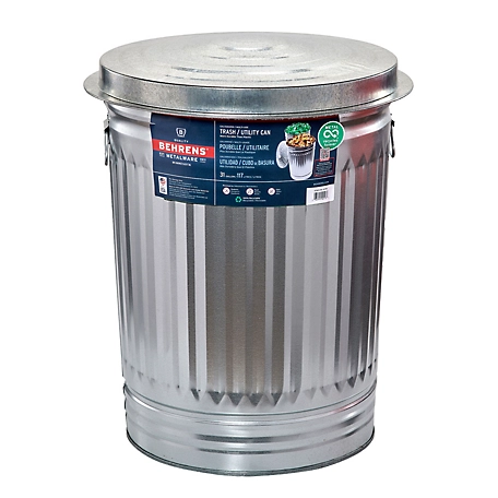 Behrens 31 gal. Galvanized Steel Trash Can with Lid