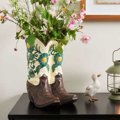 Image showing  Cowboy Boots Resin Planter, 12 in.