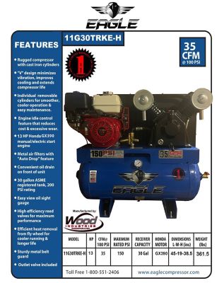 Image showing  13HP Honda Truckmount Air Compressor with Electric Start