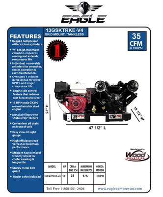 Image showing  Oversized 30 Gallon Truck Style Compressor