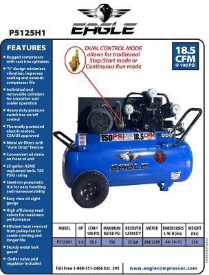 Image showing  25 Gallon 5 HP V-Style Compressor
