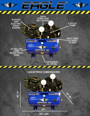Image showing  30 Gallon 3 Cylinder Truck Style Compressor