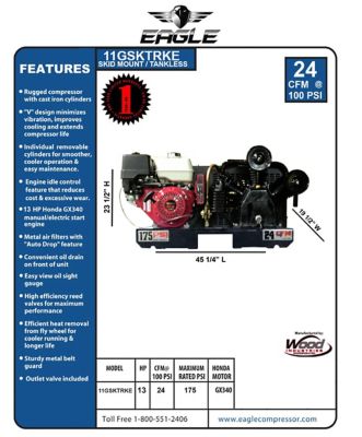 Image showing  30 Gallon 13HP Electric Start Heavy Duty Compressor