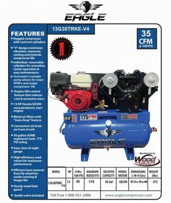 Image showing  30 Gallon Truck Style Compressor