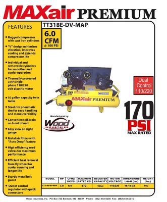 Image showing  10 Gallon 3HP Wheelbarrow Style Compressor