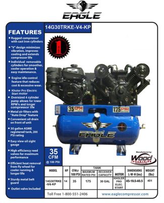 Image showing  30 Gallon Oversized Truck Style Compressor