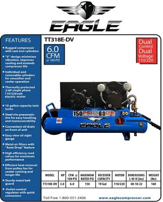Image showing  Dual Voltage Wheelbarrow Style Compressor