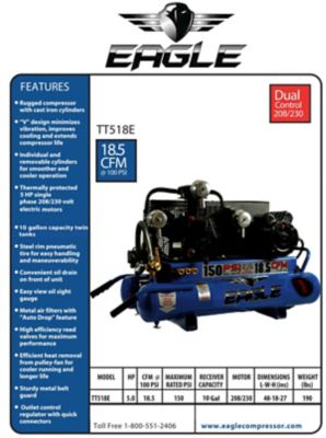 Image showing  5HP 220 Volt Wheelbarrow Style Compressor