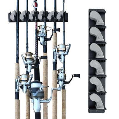 Rush Creek Creations 6 Fishing Rod Wall Rack with Textured Rubber Grip One - pc. Design