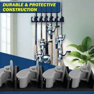 Image showing  6 Fishing Rod Wall Rack with Textured Rubber Grip One - pc. Design